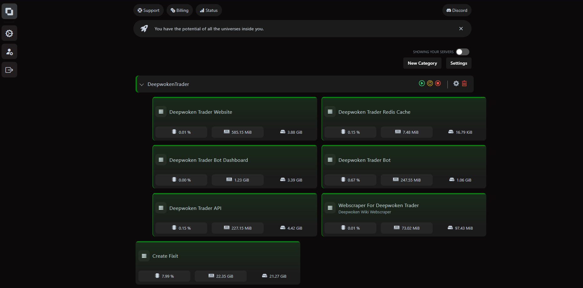 DeepwokenTrader — Proxmox & Pterodactyl Infrastructure (In Development)